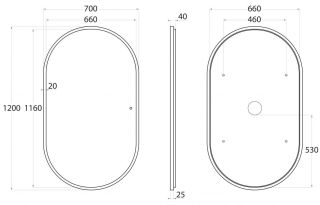 Зеркало с холодной подсветкой Art&Max Bari 70x120см белый матовый AM-Bar-700-1200-DS-F-White